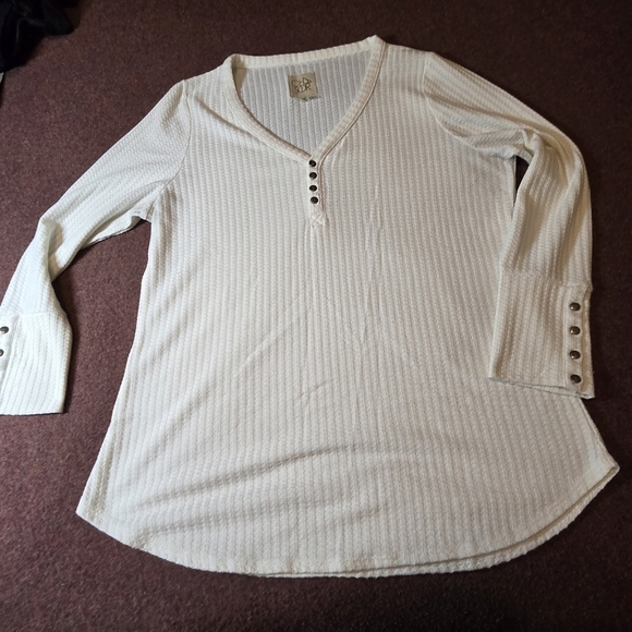 Chaser Tops - Chaser Ivory Waffle Henley XXL Has Some Armpit Greying